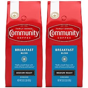 Select Accts: 2-Pk 32-Oz Community Coffee Ground Coffee (Breakfast Blend, Medium Roast) $21.40 w/ S&S