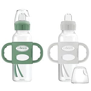 2-Pk 8-Oz Dr. Brown's Narrow Sippy Spout Bottle w/ Silicone Handles $2.25 or less