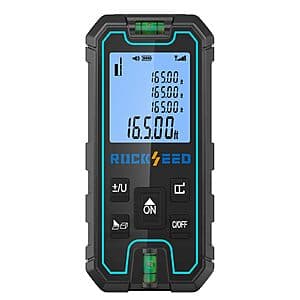 RockSeed Portable Laser Distance Meter w/ 2 Bubble Levels $16