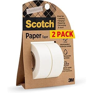 2-Pack Scotch White Paper Tape Rolls (3/4" x 600") $3