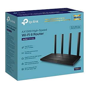 TP-Link Archer AX1300 Dual-Band Gigabit WiFi 6 Router $29 + Free Pickup