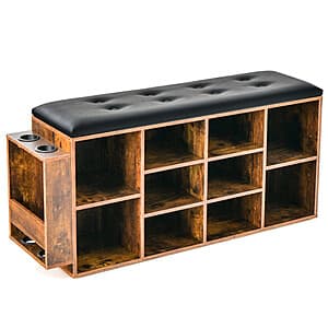 Costway Shoe Storage Bench w/ Umbrella Stand & Adjustable Shelf (Rustic Brown) $68 + Free Shipping