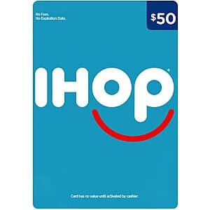 $50 IHOP Gift Card (Physical Card) $39.50 + Free S/H