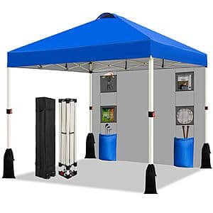 WEIZE 10x10 Pop Up Adjustable Height 1-Sidewall Canopy Tent w/ 1-Button Setup $90 + Free S&H