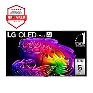 LG 77-inch G6 OLED 4K television with sleek black bezel and stand.