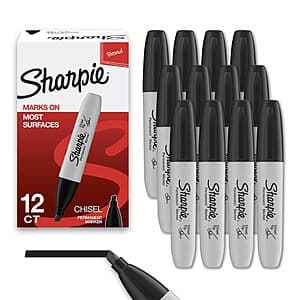 12-Ct Sharpie Chisel Tip Permanent Markers (Black) $6.80 w/ S&S