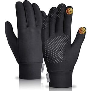Select Accounts: GXCROR Thin Fleece Winter Gloves w/ Touchscreen Fingers (Black) $6