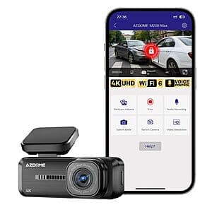 AZDOME M200 Max 4K Wi-Fi 6 Dash Cam Front w/ 150° Wide-angle Lens $30 + Free S&H