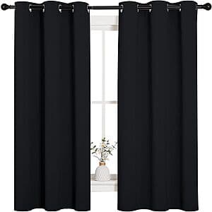 2-Panel 42" x 63" Nicetown Insulated Grommet Blackout Curtains (Black) $10