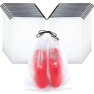 25-Pack Dntorx Portable Drawstring Clear Shoe Bags for Travel (15.7" x 11.8") $3.50