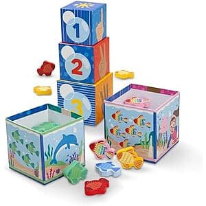 Ms. Rachel Sort & Count Toy w/ 5 Cardboard Nesting Blocks & 15 Wooden Fish $8