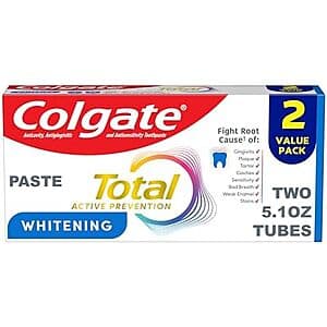Select Accts: 2-Pk 5.1-Oz Colgate Total Whitening Toothpaste (Mint) $4.65 w/ S&S
