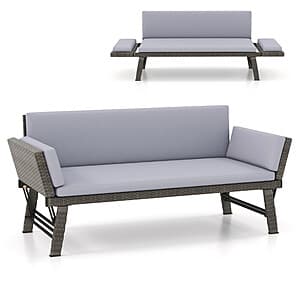 Costway Outdoor Convertible Sofa Daybed w/ Adjustable Armrests (Gray) $115 + Free Shipping