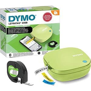 Dymo LetraTag 200B Bluetooth Label Maker w/ Label Tape (Pistachio Yellow) $14