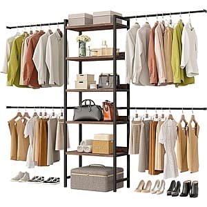 5-Tier DWVO Closet Organizer System w/ Expandable Hanger Rods (Fits 6-9' Space) $56 + Free Shipping