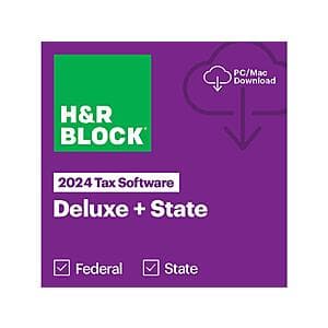 H&R Block 2024 Deluxe + State Tax (PC/Mac Digital) + $20 eGC (Select Stores) $40