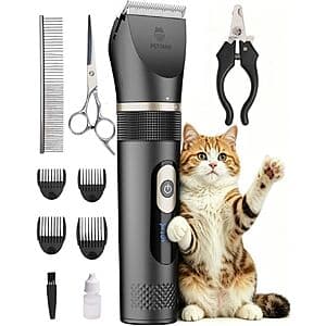 5-Pc Petimao Cat Grooming Kit w/ 5-Speed Clippers, Scissors, & More $19.80 + Free S&H