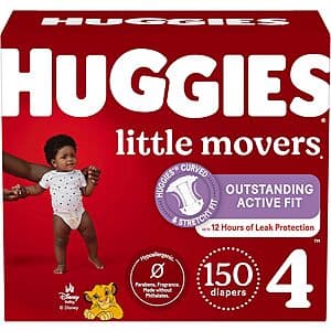 Huggies Little Movers Baby Diapers (Size 3-8): 150-ct Size 4 2 for $62.85 & More w/ Subscribe & Save