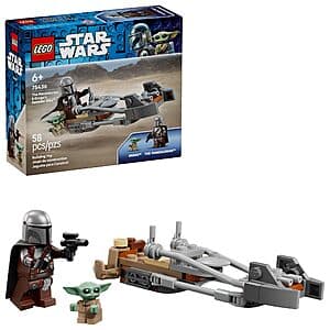 58-Pc LEGO Star Wars The Mandalorian & Grogu’s Speeder Bike Building Toy $7