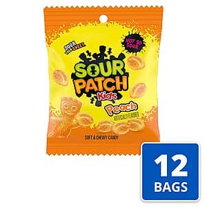12-Pack 3.56oz. Sour Patch Kids Soft & Chewy Candy (Peach) $8.35 w/ Subscribe & Save
