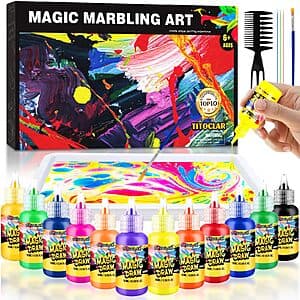 Titoclar 10-Color DIY Water Marbling Paint Craft Complete Kit $10