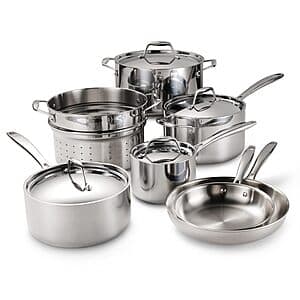 11-Pc Tramontina Signature Tri-Ply Clad Stainless Steel Cookware Set $187.80 + Free S&H