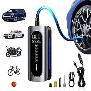 7800mAh AUTOONE 150 PSI Cordless Tire Inflator Air Compressor $10