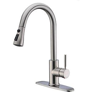 Prime Members: Wewe Single Handle High Arc Kitchen Faucet w/ Pull Down Sprayer $35 + Free Shipping