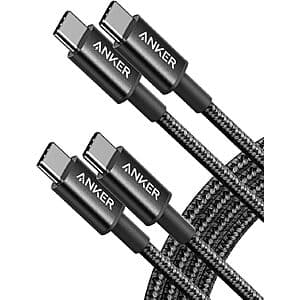 Prime Members: 5-Pack 6' Anker 60W USB-C to USB-C Charging Cable (Black) $12.35 + Free Shipping