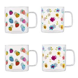 4-Pack 10-Oz Way to Celebrate Floral Strawberry Glass Mugs $3.20