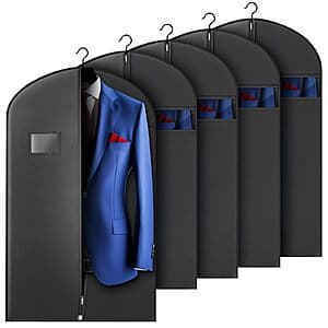 5-Pk Hleelomi 40" Hanging Garment Bags (Black) $14