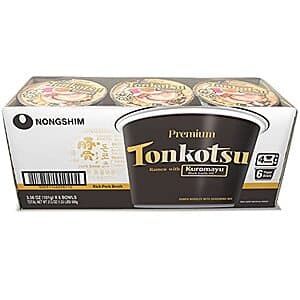 6-Pack 3.56oz Nongshim Tonkotsu Ramen with Kuromayu Noodle Big Bowl $9 w/ Subscribe & Save