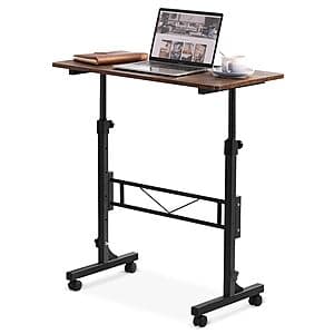32" Amztabler Manual Adjustable Height Small Standing Desk w/ Wheels (Wood Rustic) $50 + Free Shipping