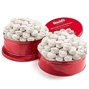 2-Pack 64oz. David's Cookies Butter Pecan Meltaways Gourmet Tin Cans $25 w/ Subscribe & Save