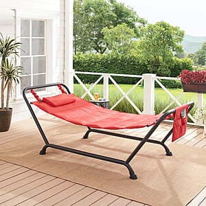 Mainstays Belden Park Hammock w/ Stand & Pillow (Red) $21.20