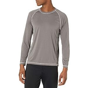 Amazon Essentials Men's Long-Sleeve Quick-Dry UPF 50 Swim Tee (Charcoal) from $5.55
