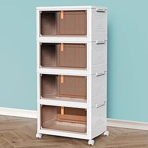 4-Tier 23-qt Plastic Stackable Storage Bins Organizer (White) $24 + Free S&H