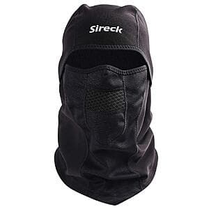 Black windproof and water-resistant thermal fleece balaclava ski mask with full-face coverage design.
