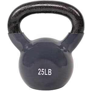 25-lb Sunny Health & Fitness Cast Iron Vinyl Coated Kettlebell (Black) $23