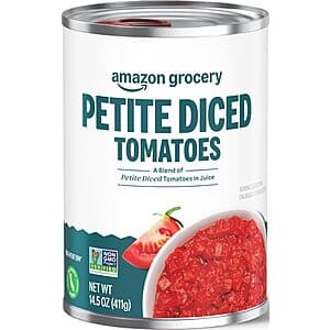 Select Accts: 14.5-Oz Amazon Grocery Petite Diced Tomatoes $0.65 w/ S&S
