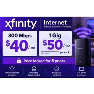 Xfinity Internet router and modem equipment with WiFi capability, typically white or black in color.