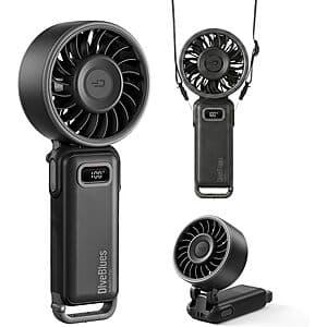 Diveblues 100-Speed Rechargeable Foldable Handheld Turbo Fan $9.60