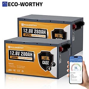 2-Pk ECO-WORTHY 12V 280Ah LiFePO4 RV Battery w/ BMS & Bluetooth $505.30 + Free S&H