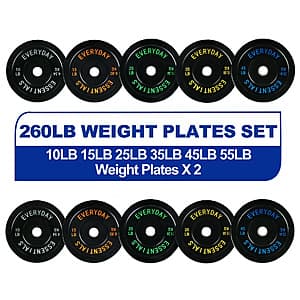 260-Lbs BalanceFrom Olympic Bumper Plate Weight Plate Set w/ Steel Hub (Black) $169 & More + Free Shipping