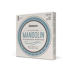 Select Regions: 3-Pk D'Addario Phosphor Bronze Mandolin Strings (Light, 10-38) $10