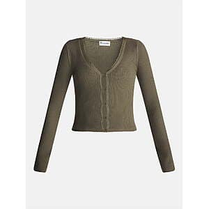 No Boundaries Women's Lace Trim Cardigan (Various Colors, L-XXL) $3.65