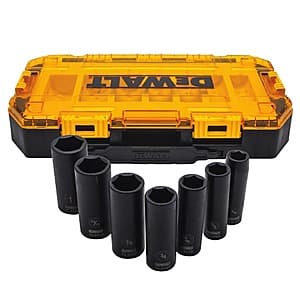 7-Piece 1/2" DeWalt SAE 6 Point Deep Impact Socket Set $30 + Free Shipping