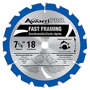 Avanti Pro 7-1/4" x 18-Teeth Fast Framing Saw Blade $2.80 w/ Subscribe + Free S&H