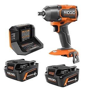 RIDGID 18V Kit w/ 2 4Ah MAX Output Batteries & Brushless Mid Torque Impact Wrench $139 + Free Shipping