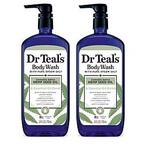 2-Pk 24-Oz Dr Teal's Body Wash w/ Pure Epsom Salt (Cannabis Sativa Hemp Seed Oil) $7.30 w/ Subscribe & Save